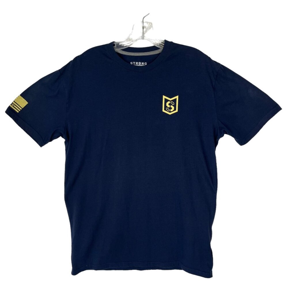 Lincoln Outfitters Strong Tshirt Mens Medium Blue Flag Gun